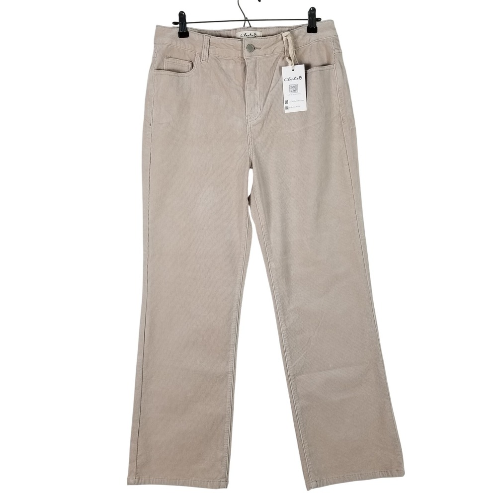 Charlie B Corduroy Pants Womens 12‎ Taupe Straight Leg Regular Rise C5684-660B